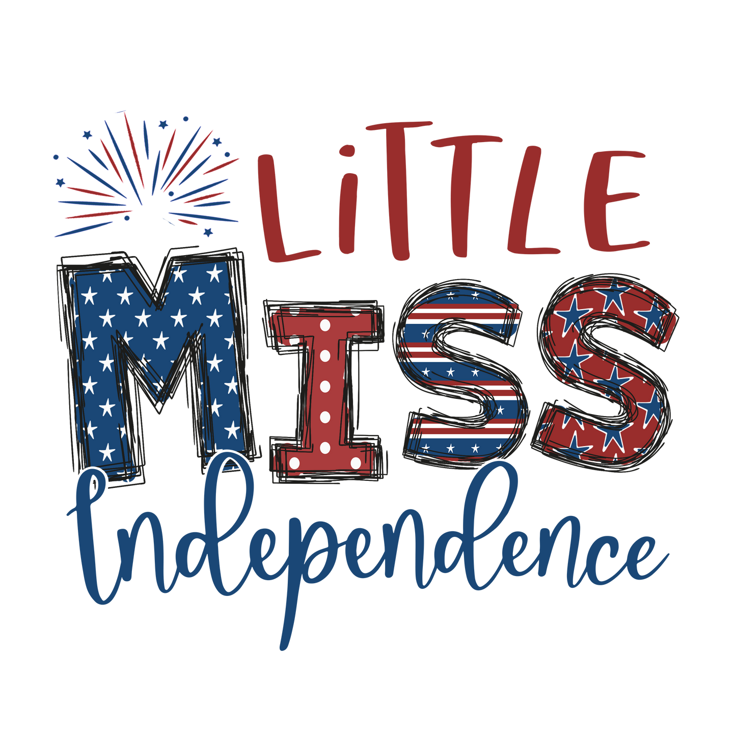 Little Miss Independence DESIGN ONLY- Sublimation or Screenprint