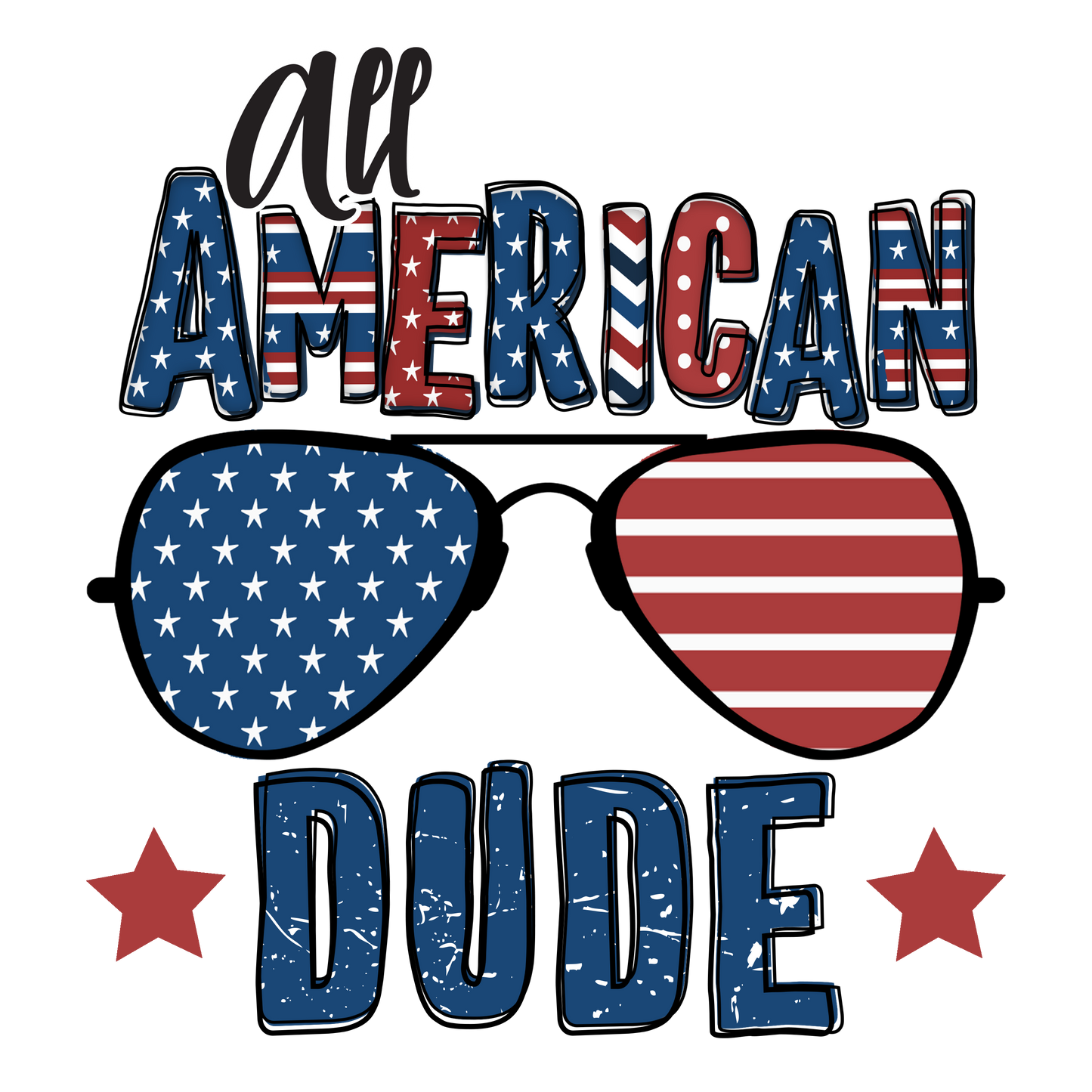 All American dude DESIGN ONLY- Sublimation or Screenprint