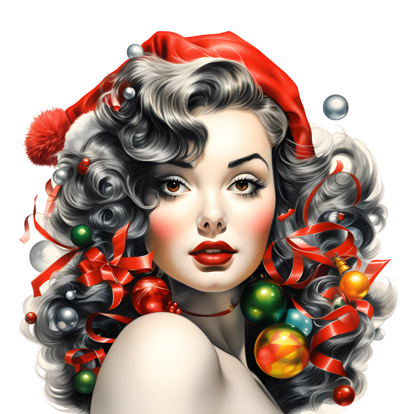 Vintage Christmas pinup  DESIGN ONLY SUBLIMATION OR SCREENPRINT