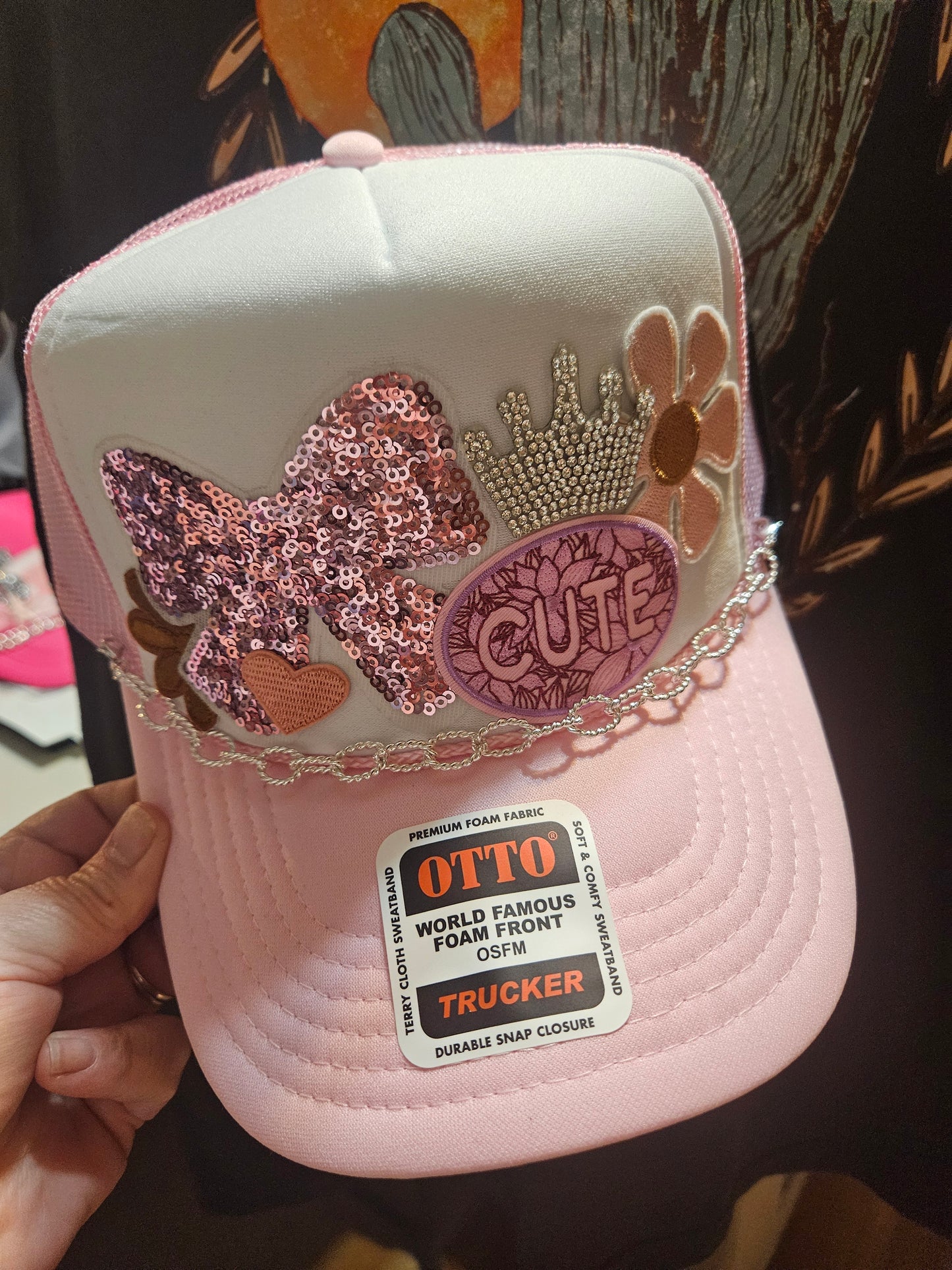 Decked out trucker hat with chain