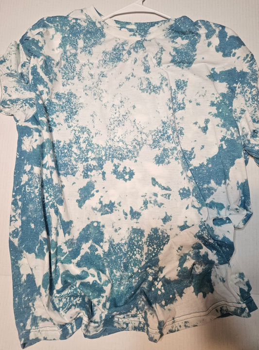 Jade blue bleached tee- sublimation or screenprint design