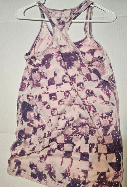 Purple checkered racerback tank medium- screenprint design only