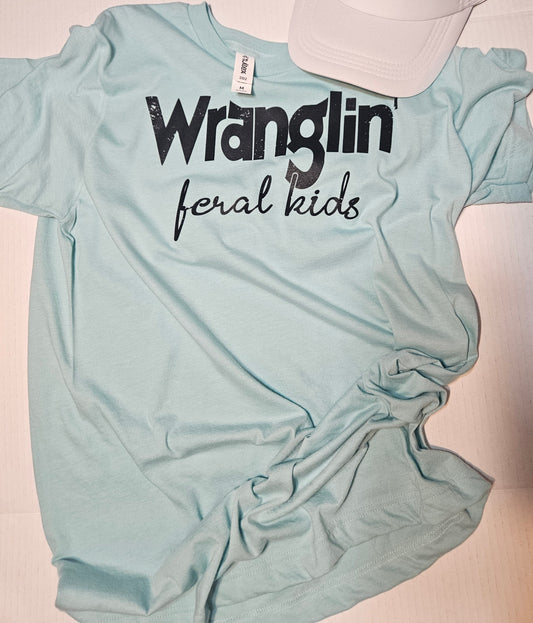 Wranglin feral kids tee