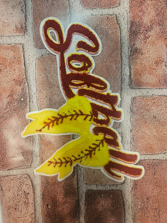 Softball chenille patch