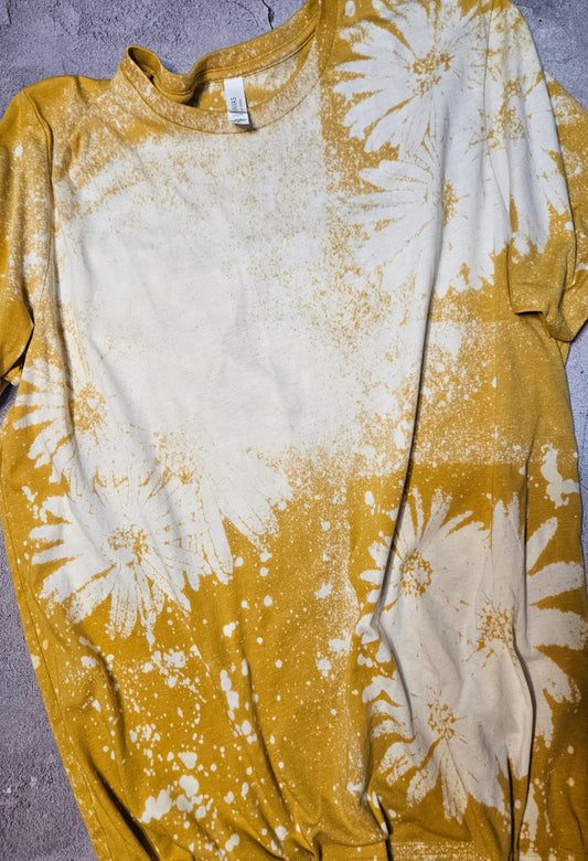 Patchwork flower bleached tee Choose Screenprint or sublimation design