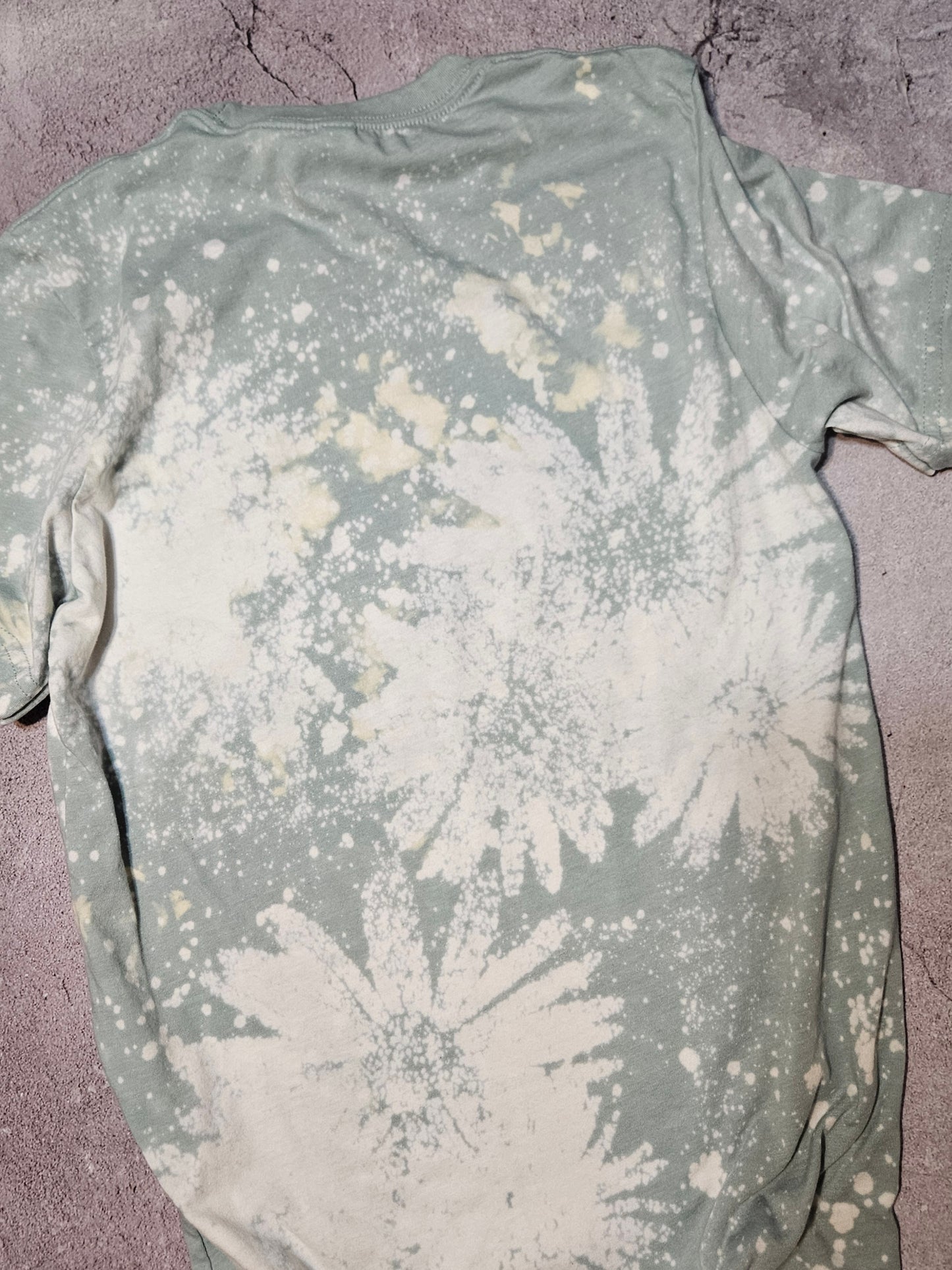 Sage patchwork flower bleached tee Choose Screenprint or sublimation design