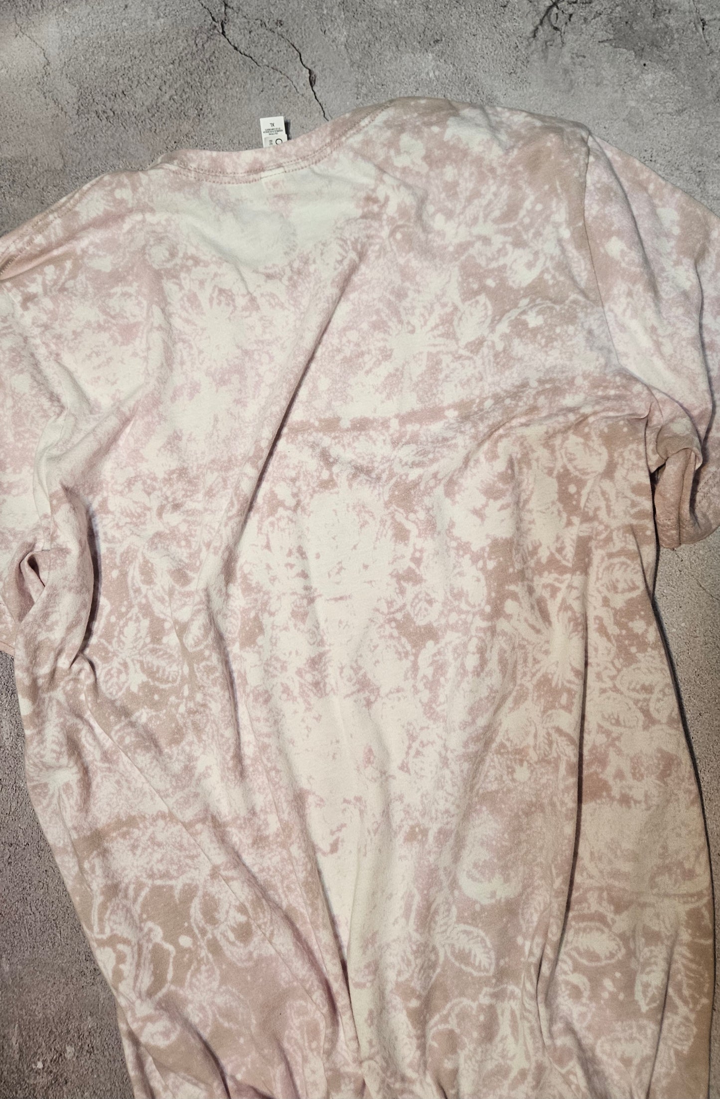 Dusty mauve lace flowers bleached tee Choose Screenprint or sublimation design