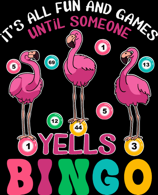 Flamingo Bingo -DESIGN ONLY SUBLIMATION OR SCREENPRINT