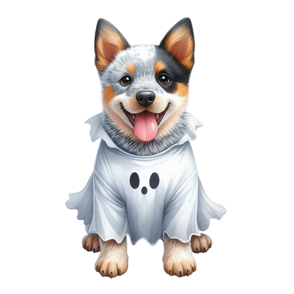 Halloween ghost dog SAND TEE SIZE SMALL