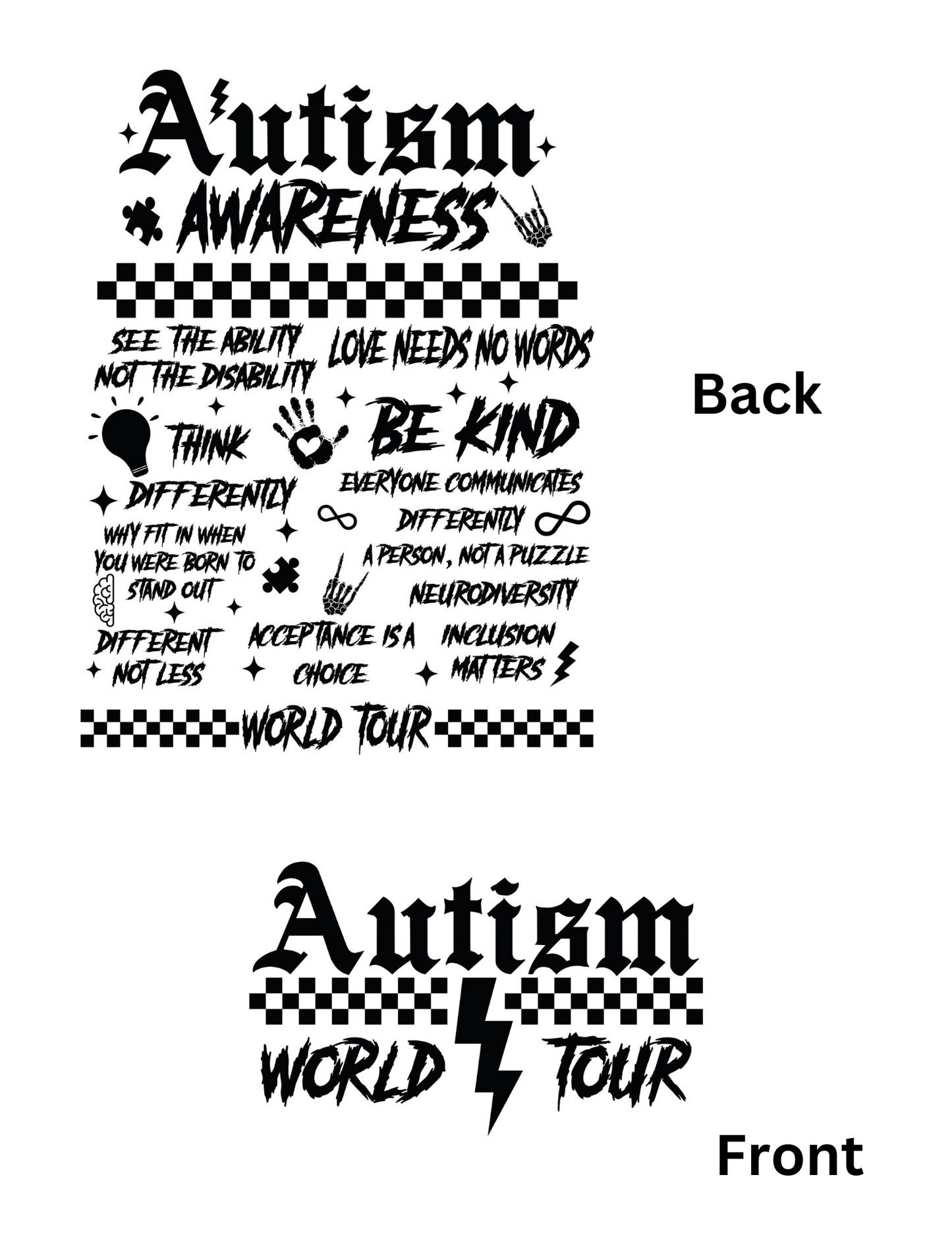 Autism World Tour DESIGN ONLY- AVAILABLE IN SUBLIMATION OR SCREENPRINT