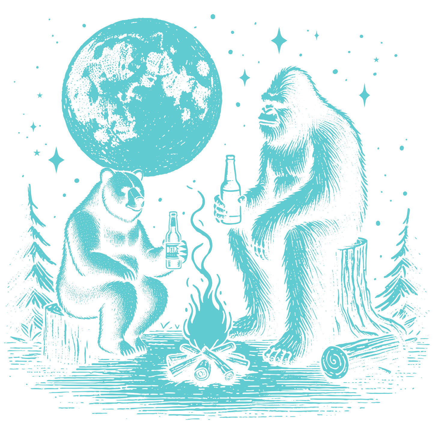 Bear with bigfoot DESIGN ONLY- SUBLIMATION OR SCREENPRINT