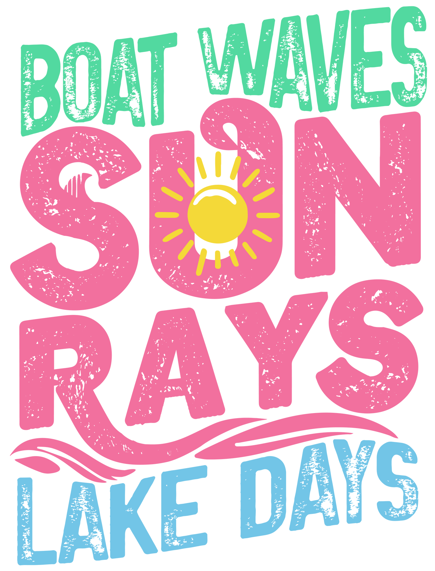 Boat waves Sun Rays Lake Days sublimation or screenprint- design only