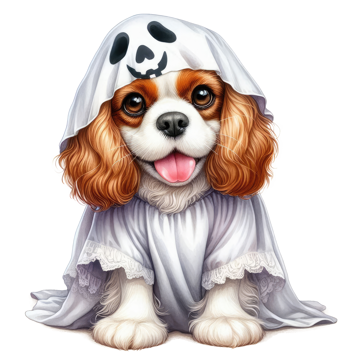 Halloween ghost dog SAND TEE SIZE SMALL