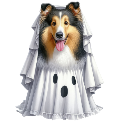 Halloween ghost dog SAND TEE SIZE SMALL