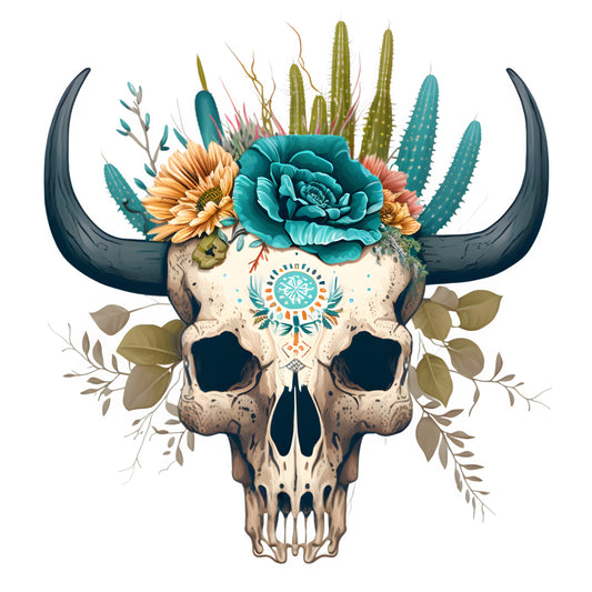 Floral boho skull -DESIGN ONLY SUBLIMATION OR SCREENPRINT