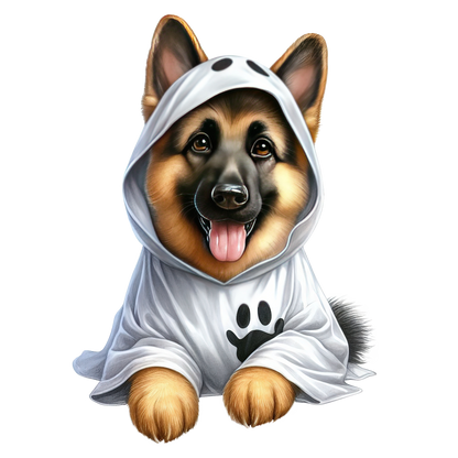 Halloween ghost dog SAND TEE SIZE XXL