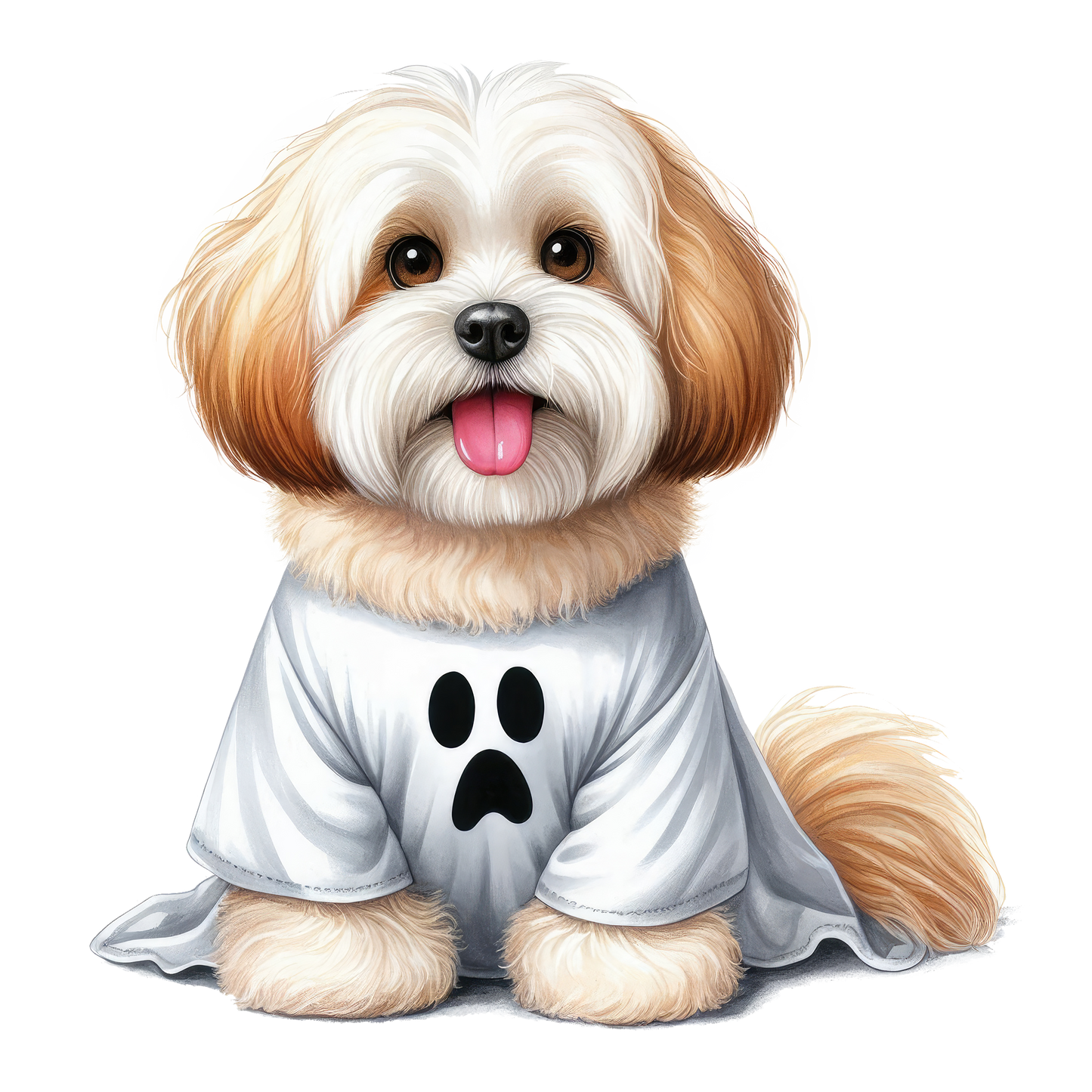 Halloween ghost dog SAND TEE SIZE SMALL