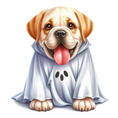 Halloween ghost dog SAND TEE SIZE SMALL