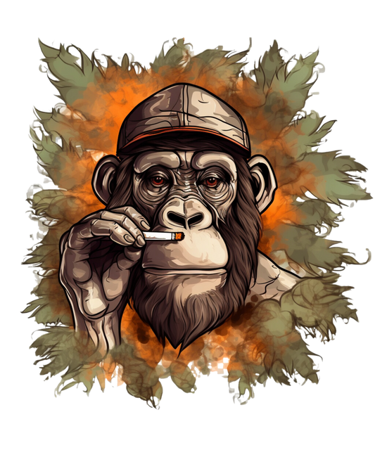 Smoking monkey DESIGN ONLY SUBLIMATION OR SCREENPRINT