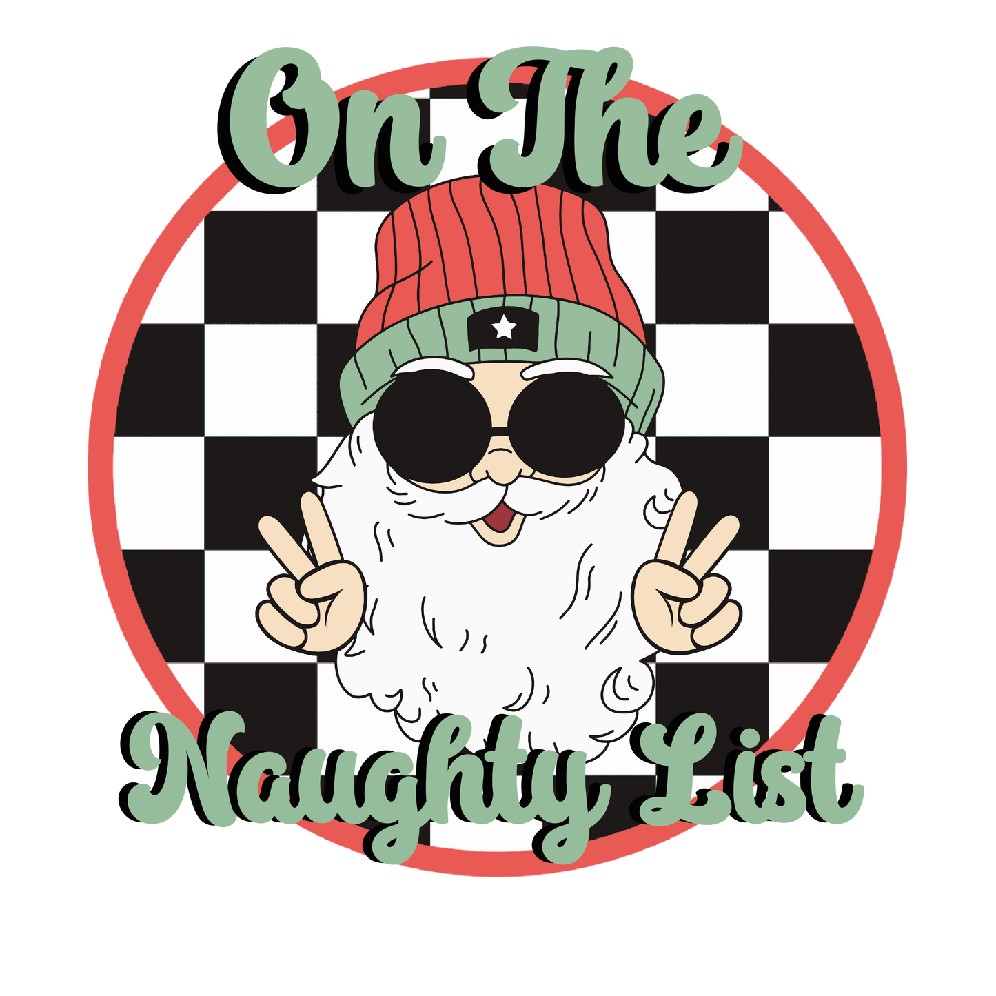 Naughty list black check DESIGN ONLY- Sublimation or Screenprint