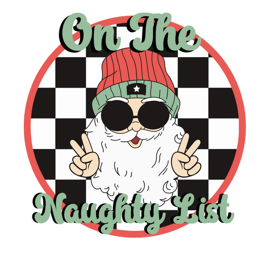 Naughty list black check DESIGN ONLY- Sublimation or Screenprint