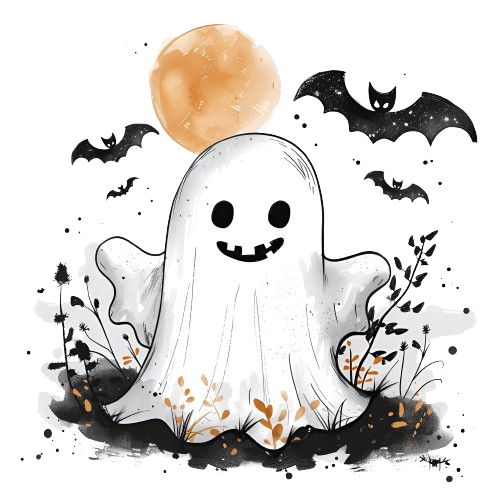 Halloween ghost DESIGN ONLY- SUBLIMATION OR SCREENPRINT