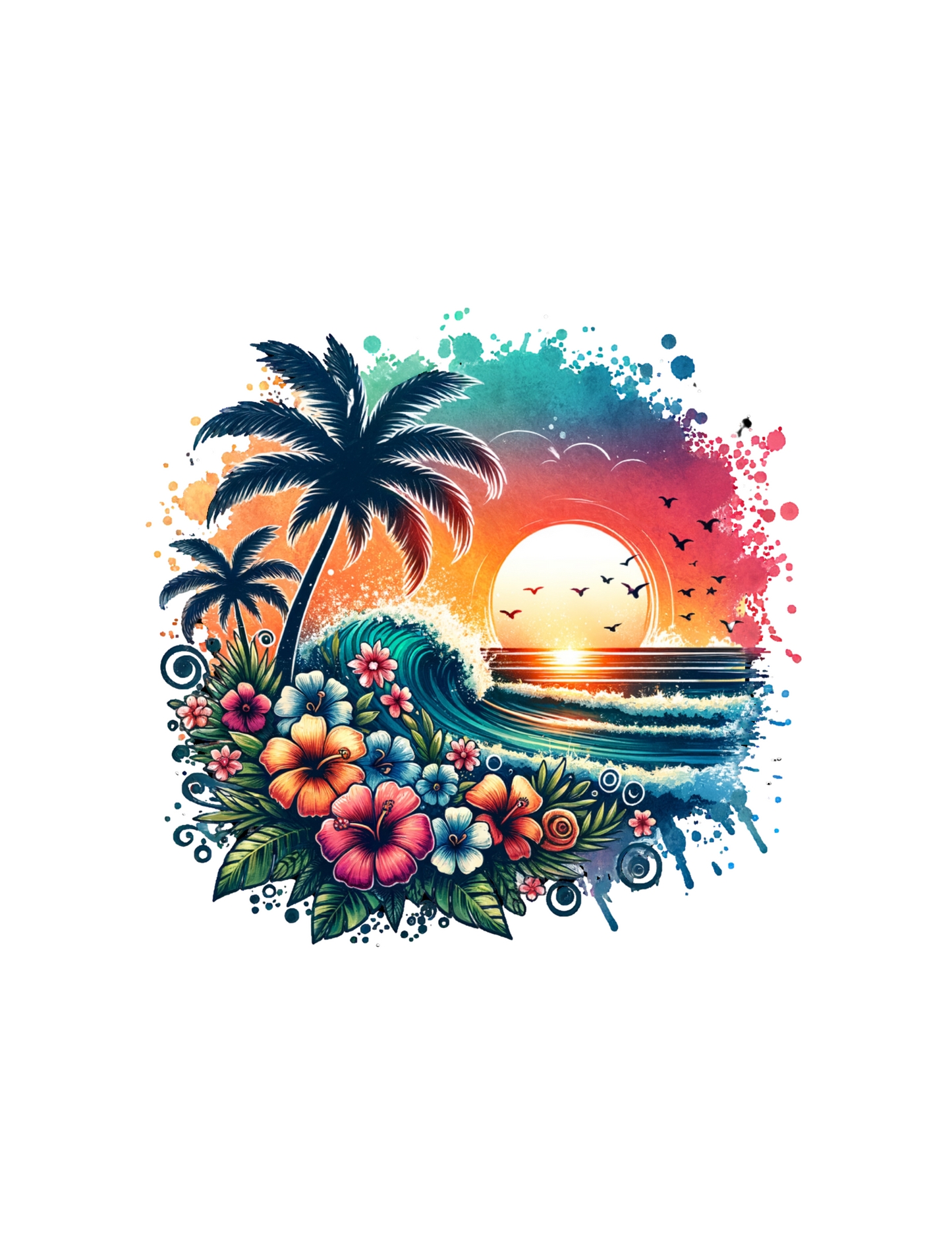 Floral sunset DESIGN ONLY- Sublimation or Screenprint