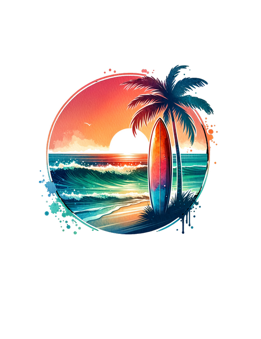 Palm tree sunset DESIGN ONLY- Sublimation or Screenprint