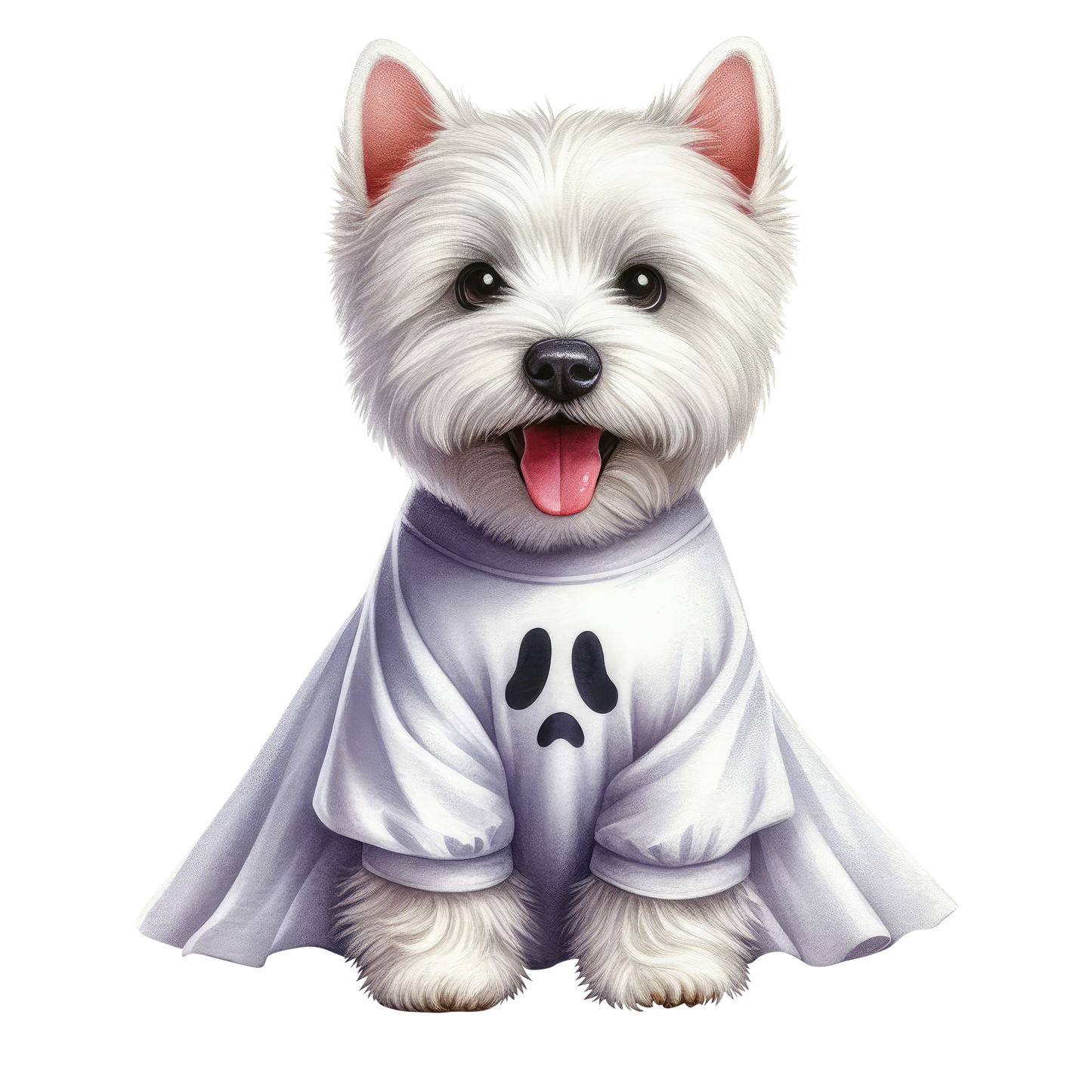 Halloween ghost dog SAND TEE SIZE SMALL