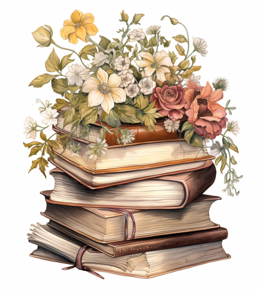 Floral book stack1 DESIGN ONLY SUBLIMATION OR SCREENPRINT