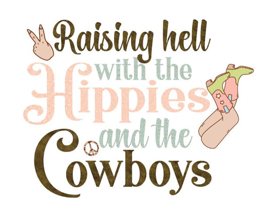 Hippies and cowboys DESIGN ONLY- SUBLIMATION OR SCREENPRINT