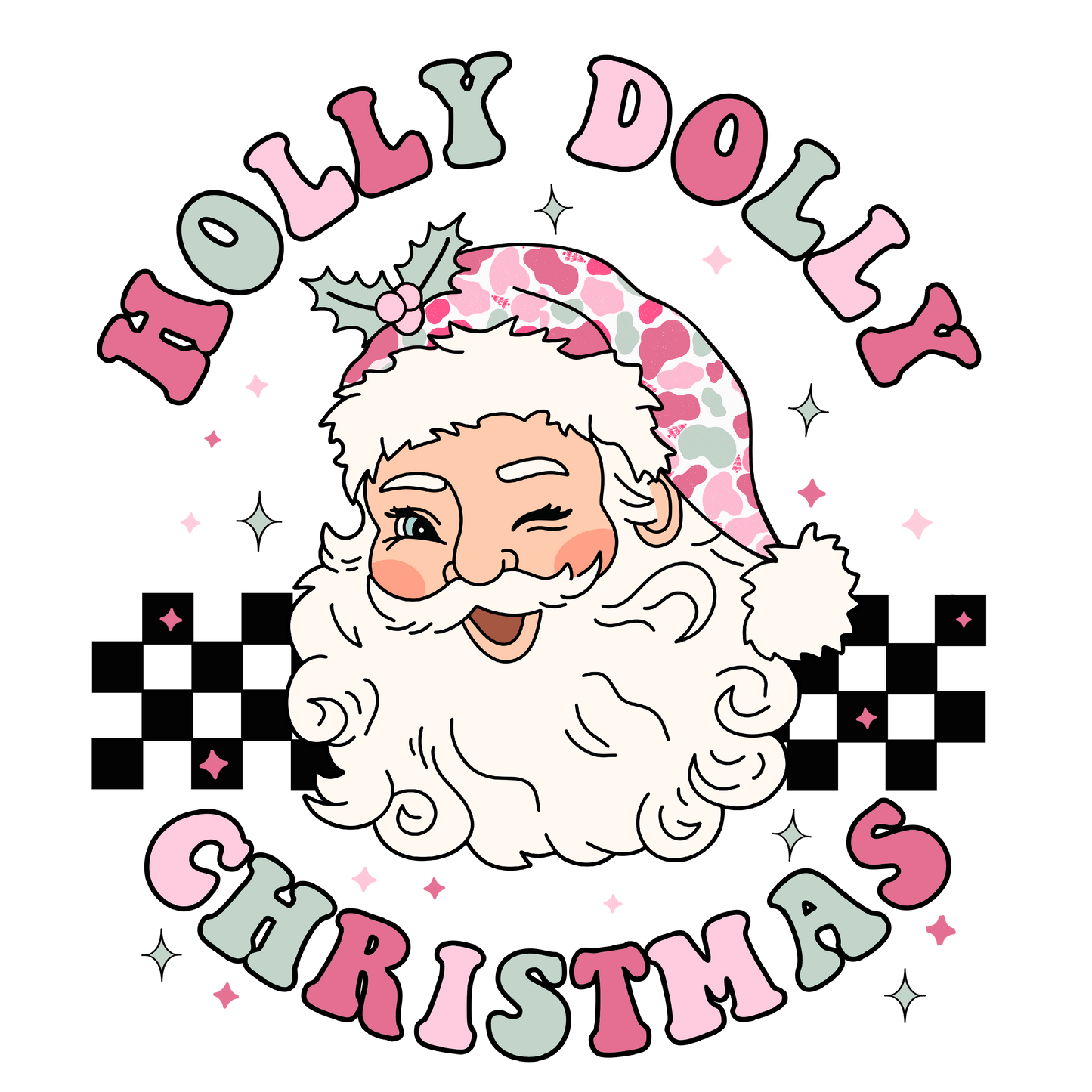 Holly Dolly Christmas DESIGN ONLY- Sublimation or Screenprint