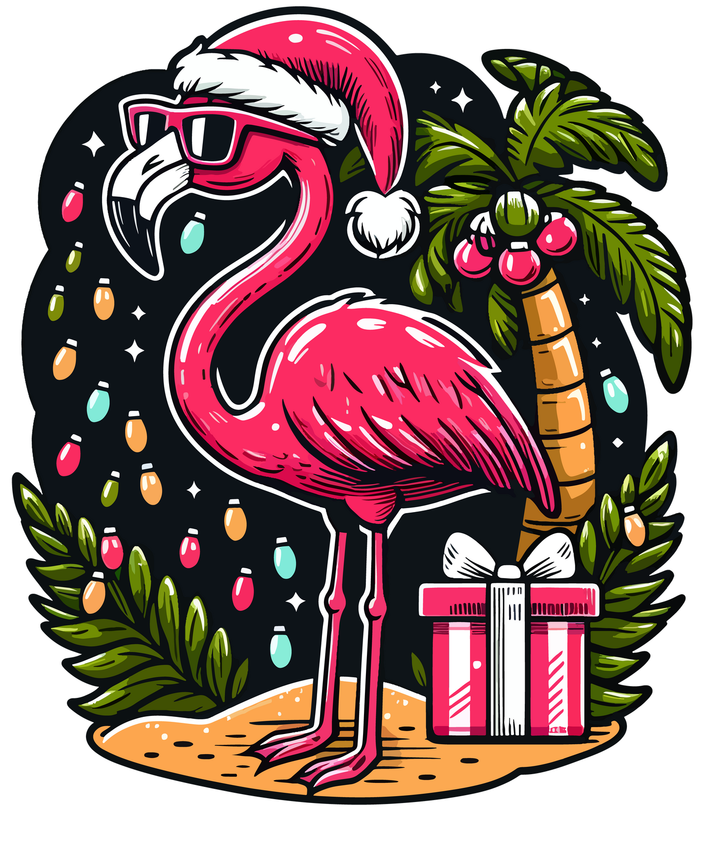 Flamingo Christmas -DESIGN ONLY SUBLIMATION OR SCREENPRINT