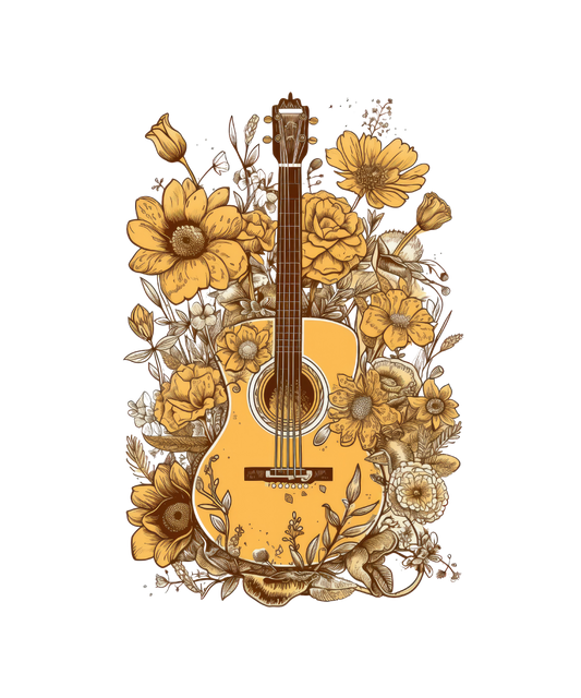 Floral guitar sublimation or screenprint- design only